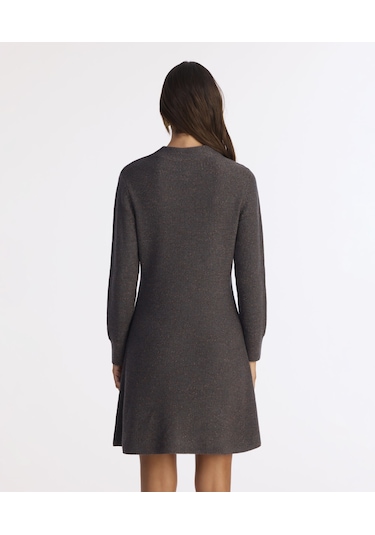 Yargıcı A Form Kayık Yaka Uzun Kol Elbise 25kkel7008x 059 Gri