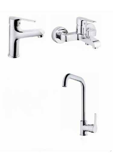 Tema Sigma Batarya Seti + Kısa Lavabo Bataryası 61070 + 61071 + 61073 Krom