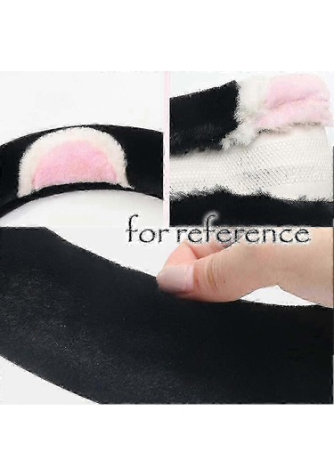 Kadınlar İçin Siyah Beyaz Kedi Kulaklı Direksiyon Simidi Kılıfı - Sıcak Kış Peluş Koruyucu