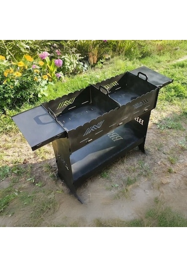 Ayaklı Barbekü Büyük Portatif Mangal Ve Izgaraları Siyah
