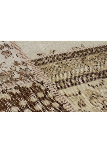 Bej Klasik Modern Patchwork El Dokuma Halı