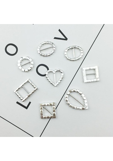 Dıy Craft Kart Davetiyesi İçin 10 Adet Kalp Yuvarlak Kare Şekli Şerit Toka Kaydırıcılar Gümüş , Seçenekler: 7