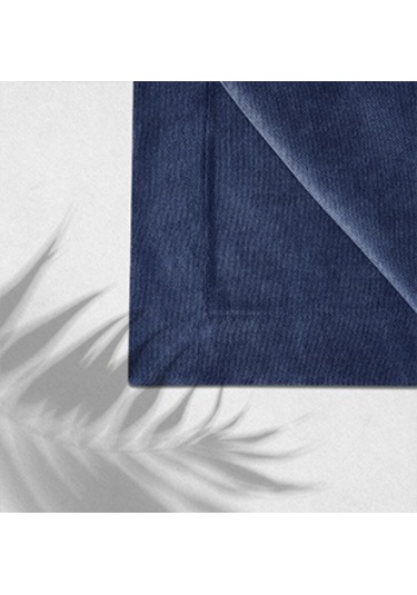 Kadife Dokulu Masa Örtüsü Mavi Rengi