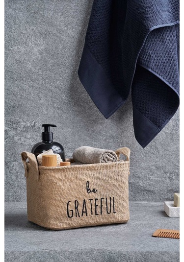 Ocean Home Textile Be Grateful Jüt Sepet 24 x 17 x 14 cm