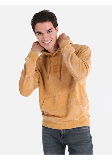 Colin's Colins Regular Fit Baskılı Kapüşonlu Sarı Erkek Sweatshirt Cl1064608 Safran