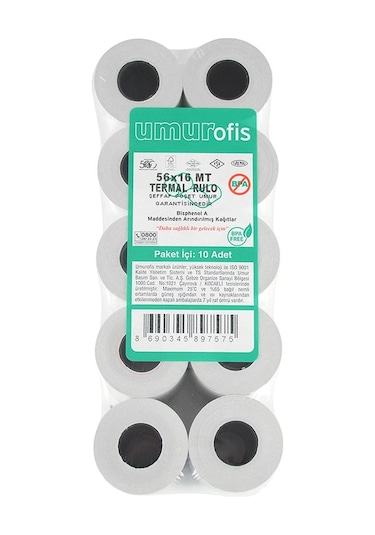 56x16 16 Mt Termal Rulo Poşetli 48 Gr 60 Rulo
