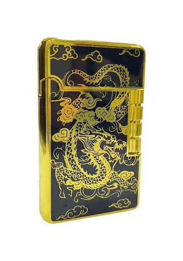 Silvio Monetti Sarı Siyah Ejderha Desenli Yandan Çarklı Gazlı Çakmak 109308