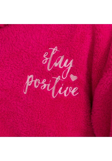 Welsoft Kapüşonlu Peluş Kadın Sabahlık Fuşya
