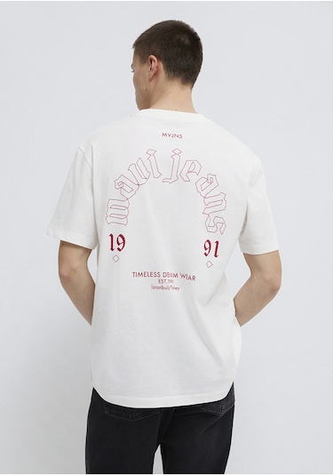 Mavi - Mavi Jeans Baskılı Ekru Tişört 0613201-70057 Ekru
