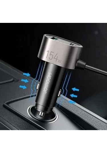 Joyroom JR-CL06 Üç Soketli 5in1 154W Araç Şarj Adaptörü PD+QC3.0