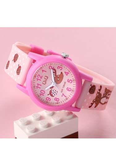 Q&Q V22A-015VY Su Geçirmez Rakamlı Kız Çocuk Kol Saati
