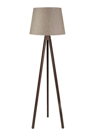 3 Ayaklı Lambader Tripod Lamba Kumaş Konik Bej Kahve Ly660
