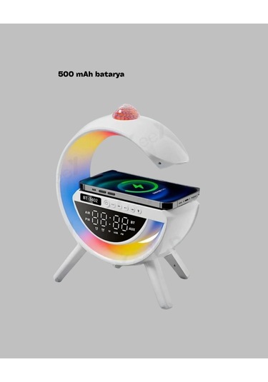 Aux Tf Kart Fm Destekli Dijital Saatli Kablosuz Şarjlı Hoparlör