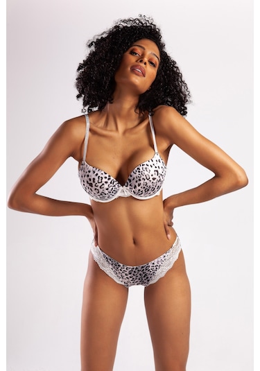 Goldy Heavy Push Up Bra, Gri Leopar Konforlu Ve Şık Sütyen Çok Renkli