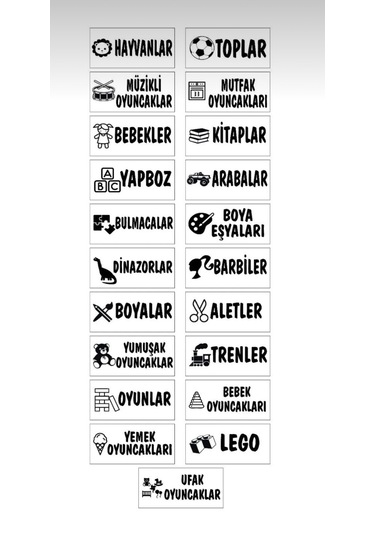 Oyuncak Kutu Etiketi 21 Çeşit Çocuklar İçin Eğitici
