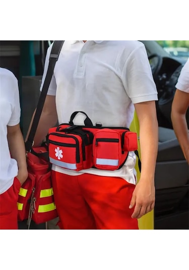 Maxaccess Kırmızı Outdoor Portatif Bel Çantası, Kurtarma Tıbbi Çantası Kompakt Depolama Organiz
