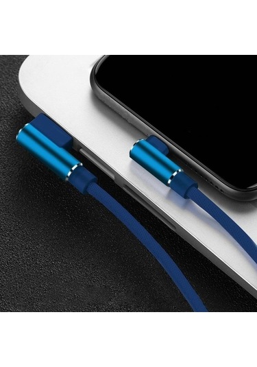 Siyah Naylon Örgü 90 Derece 2.4a Hızlı Şarj Kablosu Android Tip C Usb Veri Kablosu İos Uy Samsung Huawei Xiaomi Cep Kablo 56551913