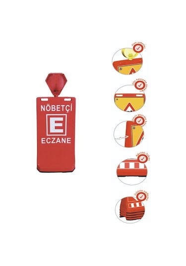 Flaşör Lambalı Eczane Baskılı Çift Yön Ultra Levhalı Reklam Dubası Kırmızı Renk 7.5 Kg