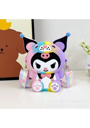 Snapbuy Silikon Mini Çocuk Çantası, Kuromi Tasarımlı, Çapraz Askılı Kuromi Renkli