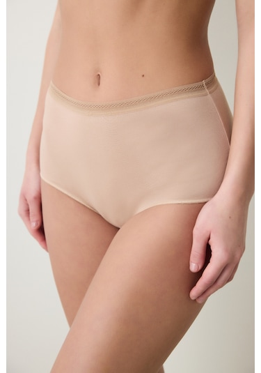 Easy Pamuklu Trim Yüksek Bel Bej Slip Külot