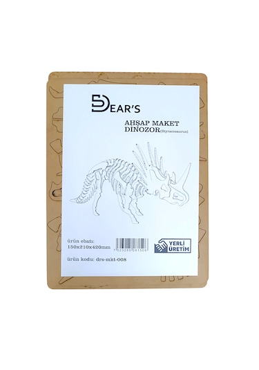 Ahşap Maket Dinozor Styracosaurus 150 X 210 X 420mm