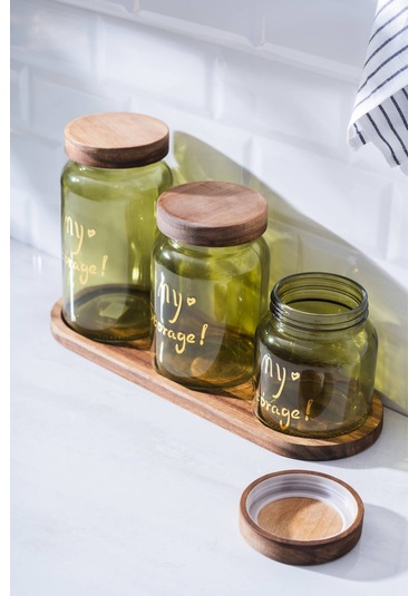 Pierre Akasya Kapaklı Kavanoz Seti Açık Yeşil