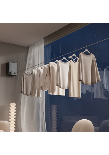 Xiaaokeji Geri Çekilebilir Çamaşır İpi - Alüminyum Alaşımlı Çekmeli Kurutma İpi Siyah