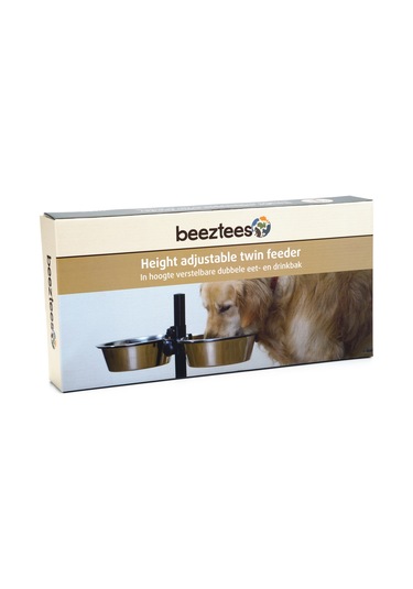 Beeztees Köpek İkili Mama Su Kabı, Ayaklı, Paslamaz Çelik, 25cm, 2x2,5l