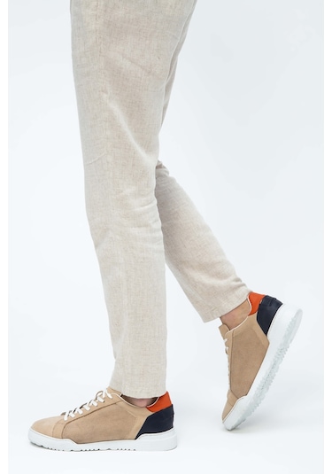 Tamer Tanca Erkek Hakiki Deri Bej Sneakers & Spor Ayakkabı 698 1052-1 Erk Ayk Y23 Bej Nbk Bej