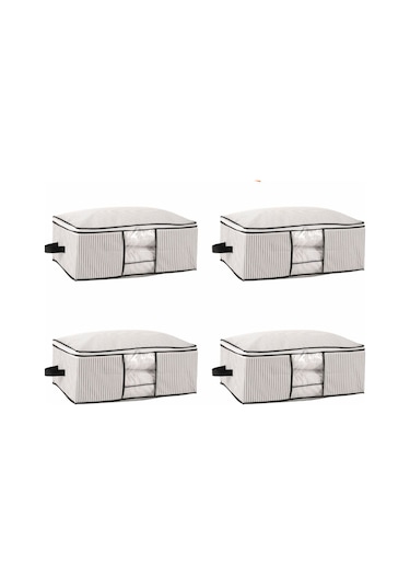 Baza Altı Uyumlu 4 Adet Lüks Pencereli Dolap Hurcu 64x45x22 Cm Beyaz Beyaz