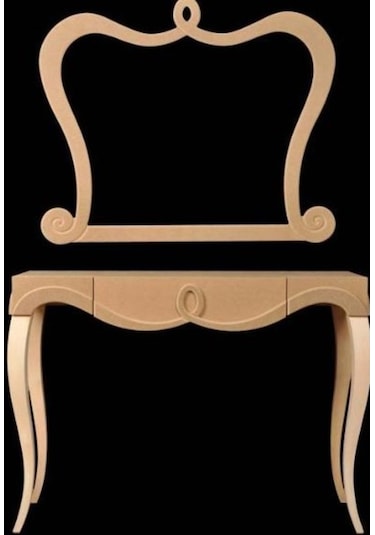 Dresuar Avangard Aslan Cnc Model Ahşap Kayın Ayak Mdf Tabla  Este Akçaağaç