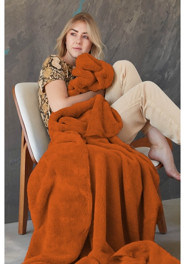 Deluxe Wellsoft Tv Battaniyesi Kiremit Tek Kişilik Battaniye 150x200 Cm