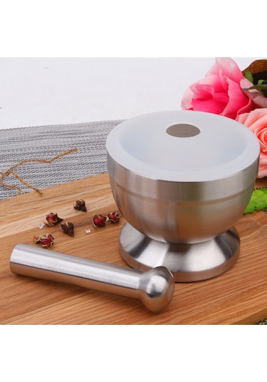 Cbtx Mutfak Paslanmaz Çelik Sarımsaklı Yemek Harcı, Kapaklı, Boyut: Büyük Çok Renkli