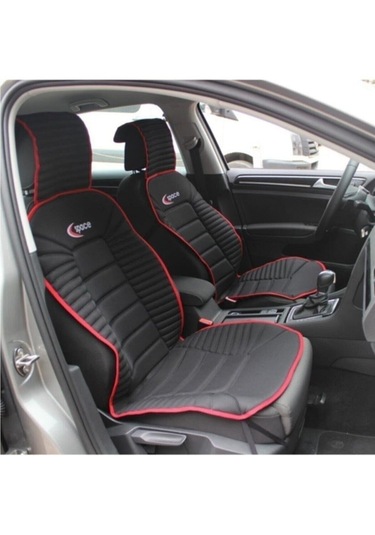 Skoda Favorit Lüks Oto Koltuk Minderi Ön 2'li Set Bumerang Siyah Kırmızı