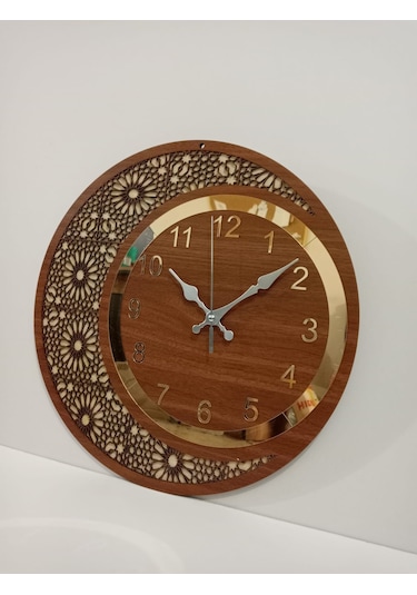Ahşap - Pleksi 40 Cm Motifli Saat Ahşap