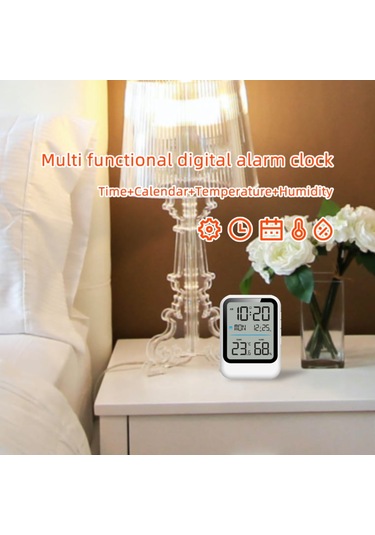 Vkemall Çok İşlevli Dijital Elektronik Çalar Saat, Dijital Ekranlı Sıcaklık Ve Nem Saati, İç Mekan
