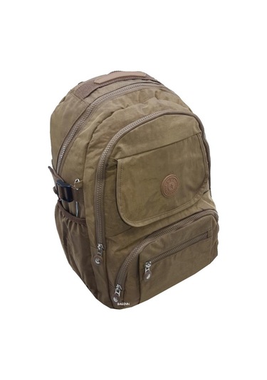 Baginn Kadın Sırt Çantası Çok Cepli Yağmur Geçirmez Hafif Kumaş Sırt Çantası Bordo Renk Taba