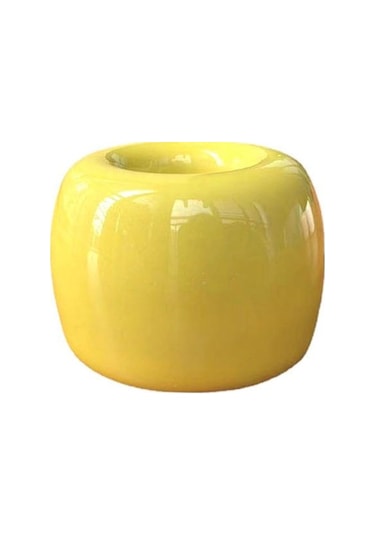 Sarı Diş Fırçası Tutucu Mini Seramik Diş Fırçası Standı Ev Banyo İçin Içi Boş Tasarım Çok Amaçlı Kalem Tutucu Sarı