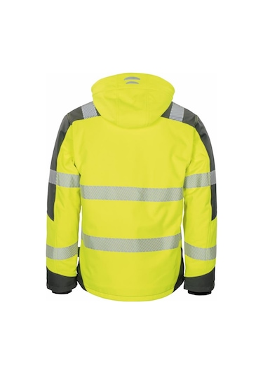 Reflektörlü Su Geçirmez Termal Softshell İş Montu Sarı Sarı
