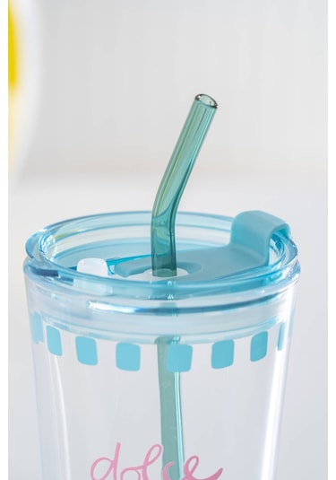 Acar Vicenza Pipetli Cam Bardak Mavi - 400 Ml