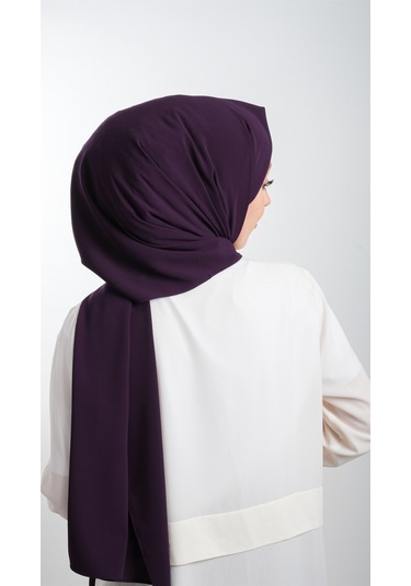 Mürdüm Düz Klasik Şal Medine İpeği Sade 202103_07