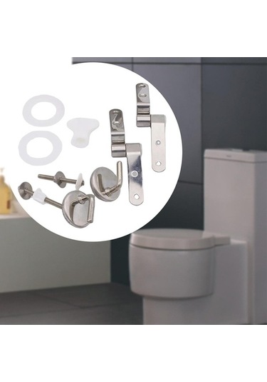 Pazly Suntek Tuvalet Kapağı Menteşe Armatür Seti - Açık Gümüş Renk Gümüş