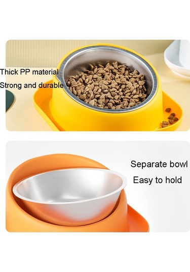 Cbtx Kedi Ve Köpek Mama Kasesi Hepsi Bir Arada Evcil Hayvan Yeme Eğimli Ağız Kasesi Turuncu