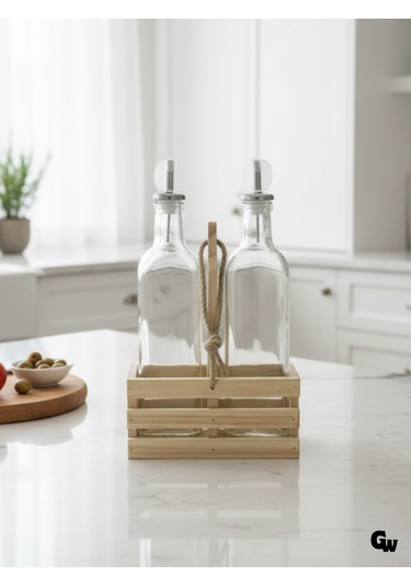 Ahşap Doğal 2li Set Yağdanlık Ve Sosluk Takımı Set Ihlamur - Kavak 1 Set Ahşap