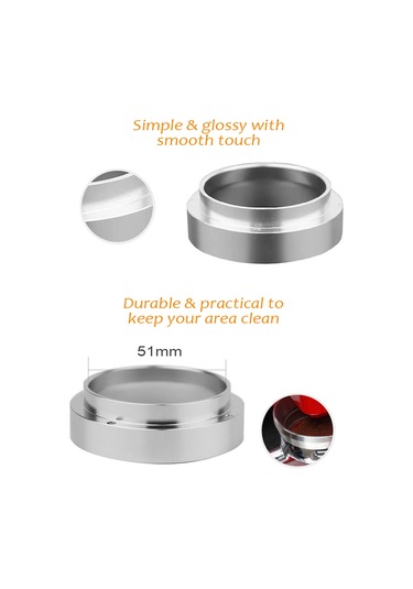 Tenfowee Stainless Steel Manyetik Kahve Ölçüm Huni 51mm Gümüş - Uçak Kahve İçin Tam Ölçüm, Toz Kaybını Önleyen, Temizlenmesi Kolay Tutucu Diğer
