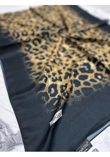İpekseli Leopar Desenli Organik Pamuk Şal - 4 04