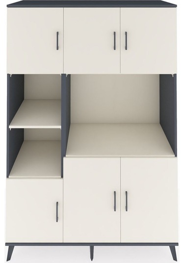 Kronos Dolap 9 Raflı 6 Kapaklı 132x59x195 Antrasit-aytaşı/aytaşı Antrasit