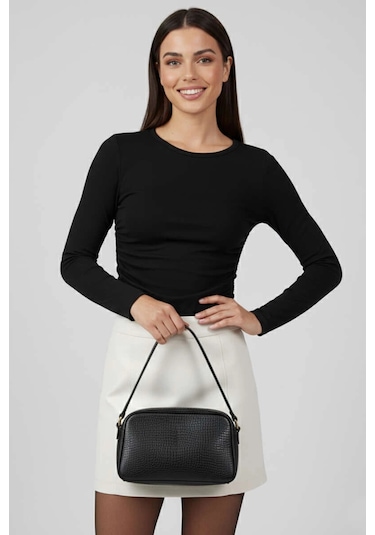 Yanı Büzgülü Bluz Siyah T4322 Siyah
