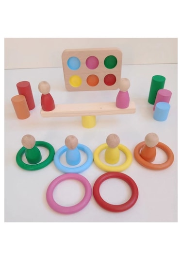 Montessori Halka Silindir Peg Bebek 6 Lı Seti