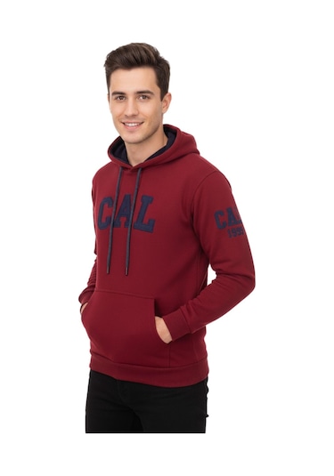 Baglan Erkek Bordo Kapüşonlu Sweatshirt Cal Bgl-st02286 Bordo